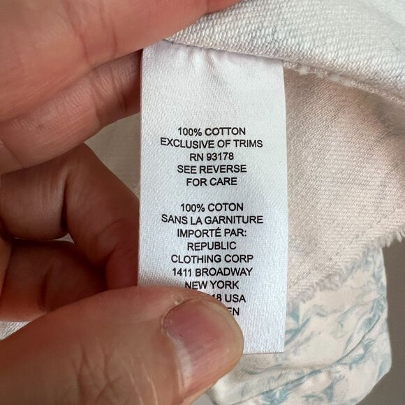 Elie Tahari Womens Denim Cropped Floral Printed Jean Jacket SMALL White - Picture 8 of 10
